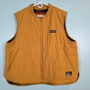 Columbia High Cascades Reversible Vest Womens XXL Mustard Yellow Buffalo Plaid